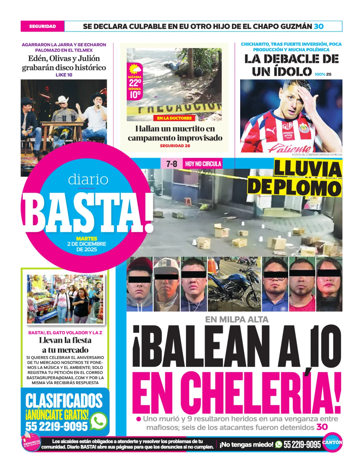 Portada de Basta! (contraportada) del martes, 2 de diciembre de 2025