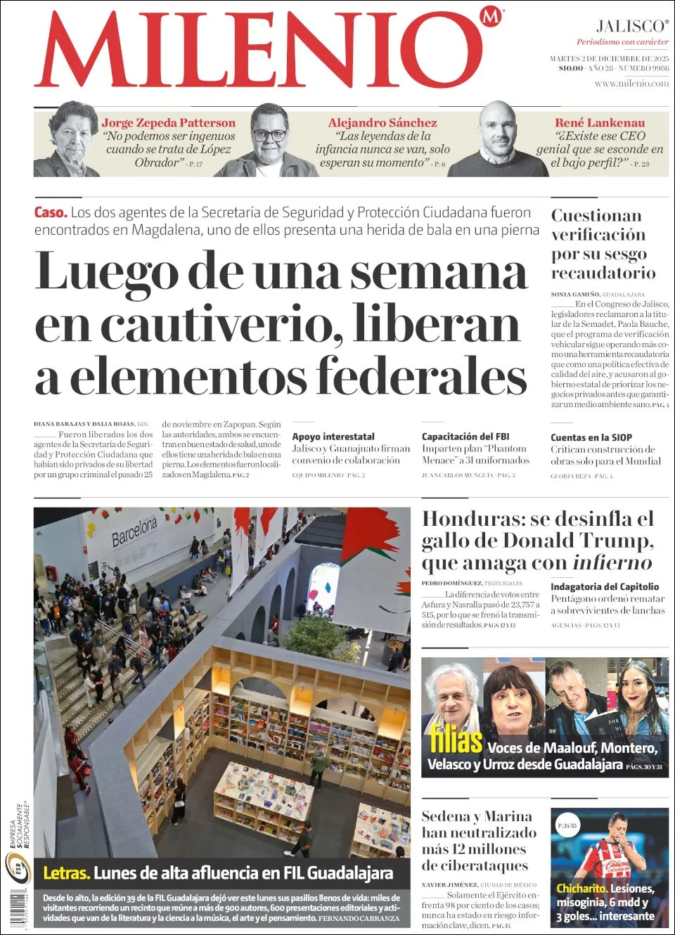 Portada de Milenio Jalisco del martes, 2 de diciembre de 2025