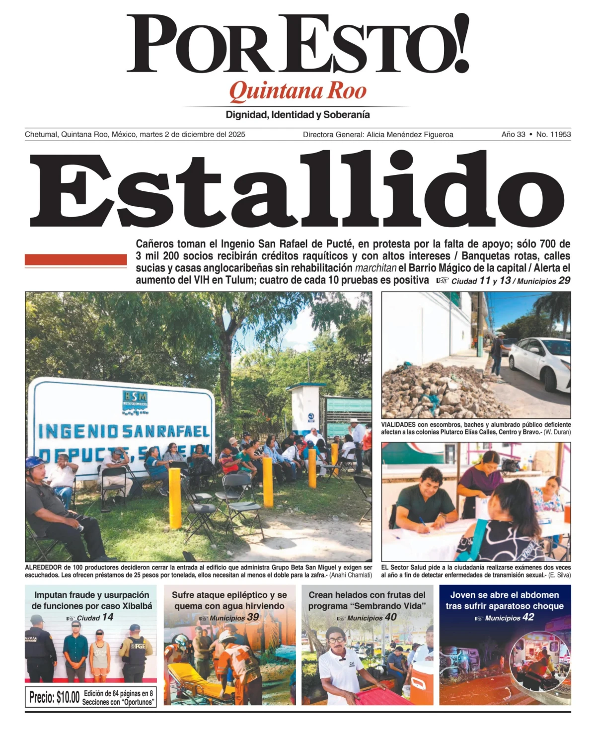 Portada de Por Esto (quintana Roo Chetumal) del martes, 2 de diciembre de 2025