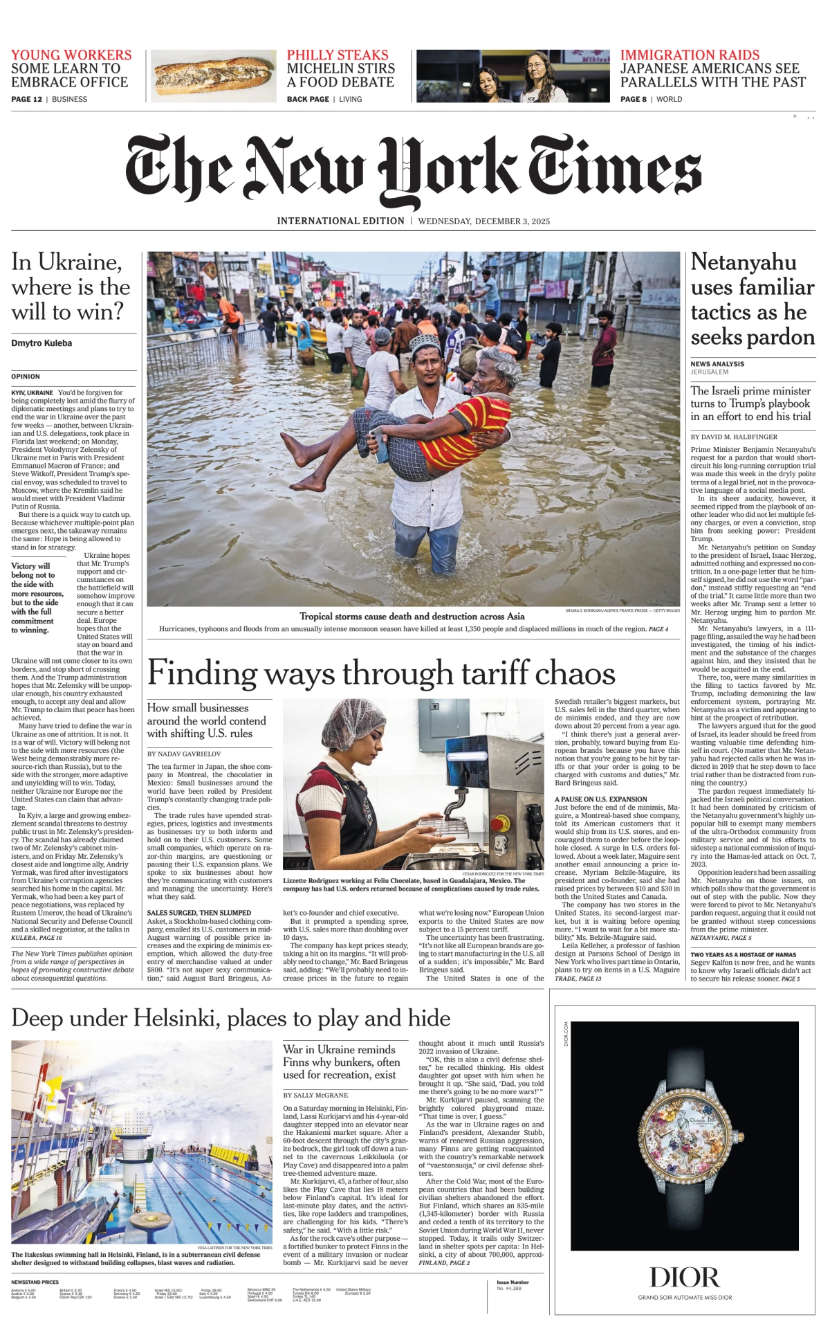 Portada de The New York Times (international) del miércoles, 3 de diciembre de 2025