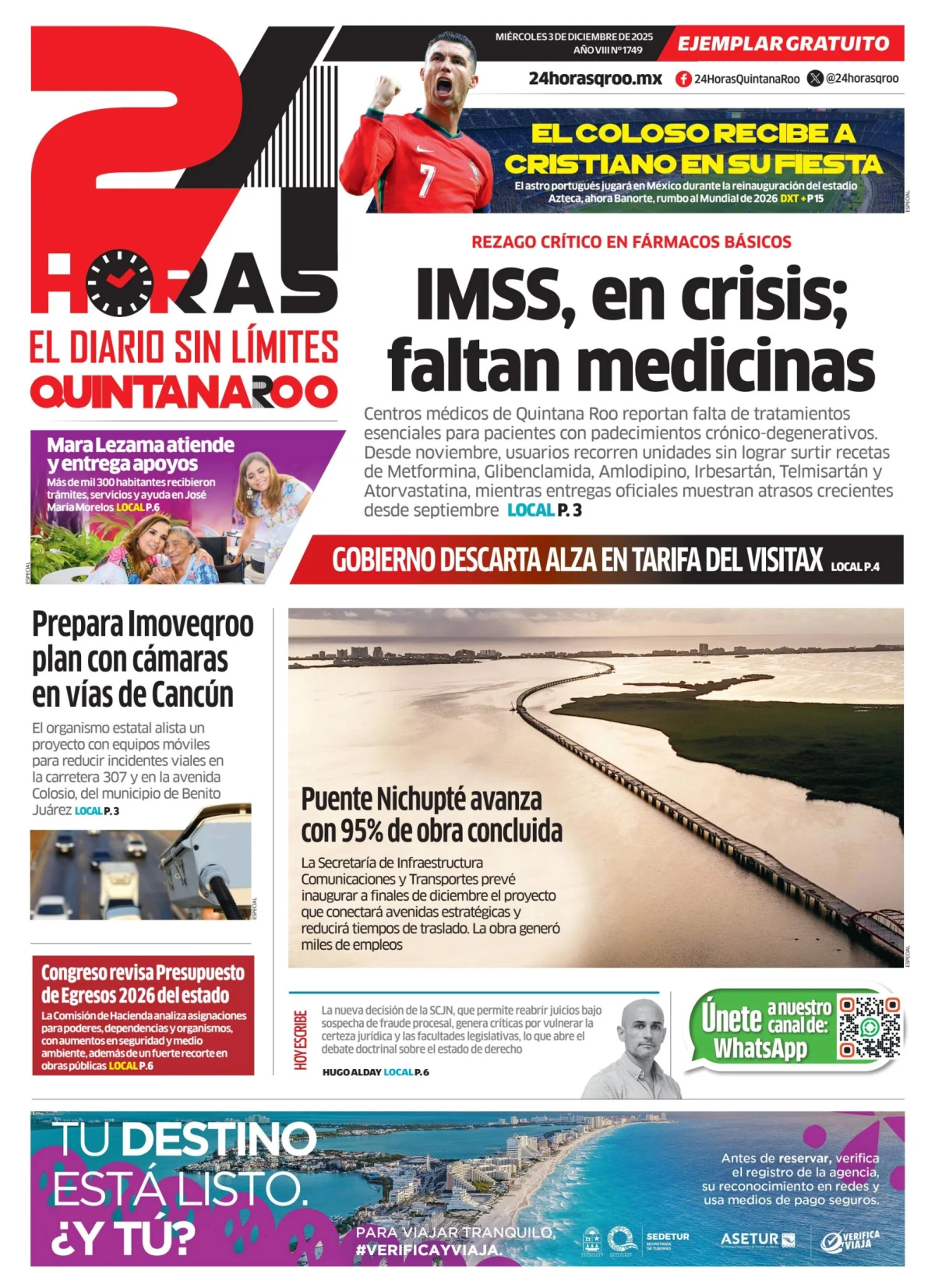 Portada de 24 Horas Quintana Roo