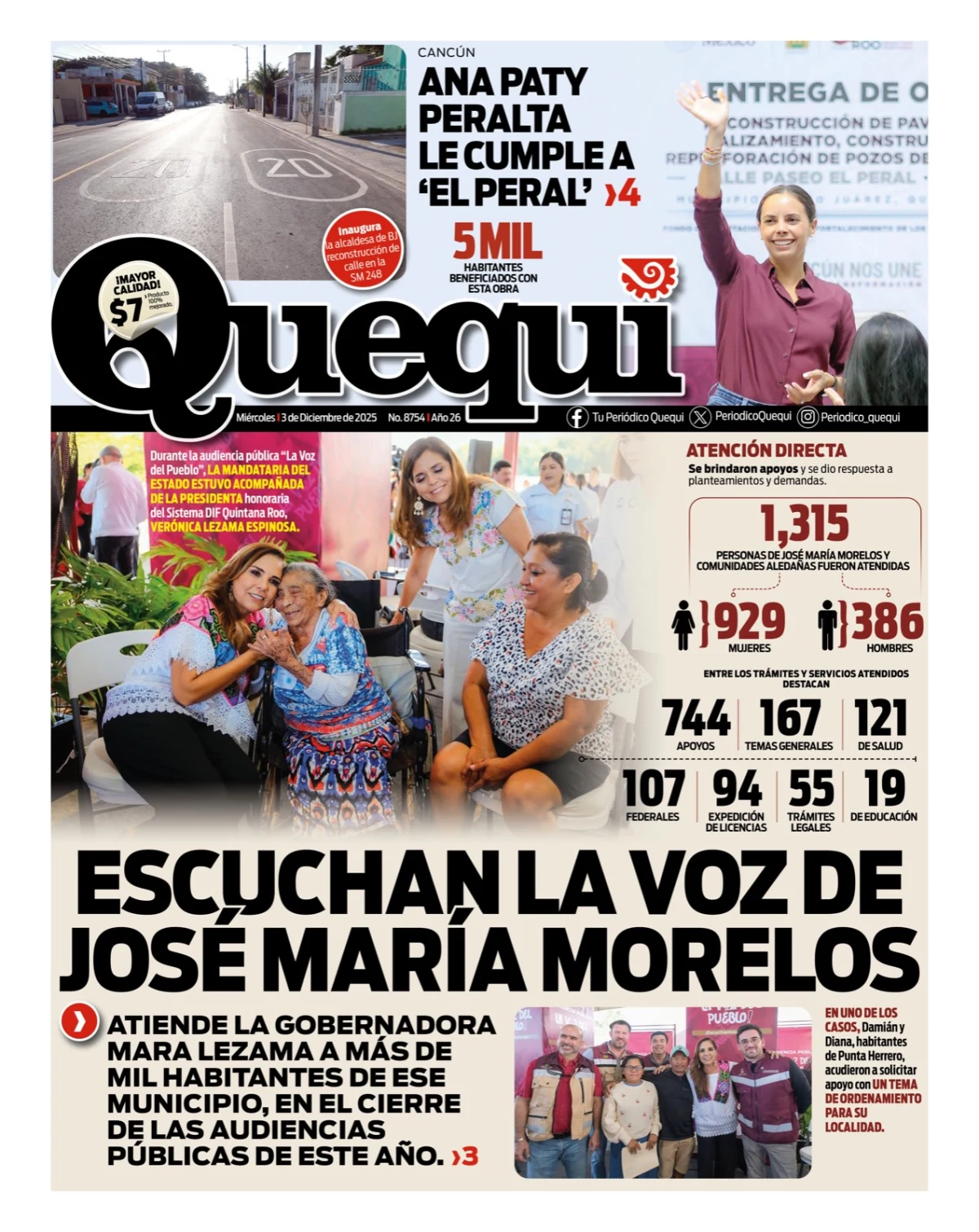 Portada de Quequi del miércoles, 3 de diciembre de 2025