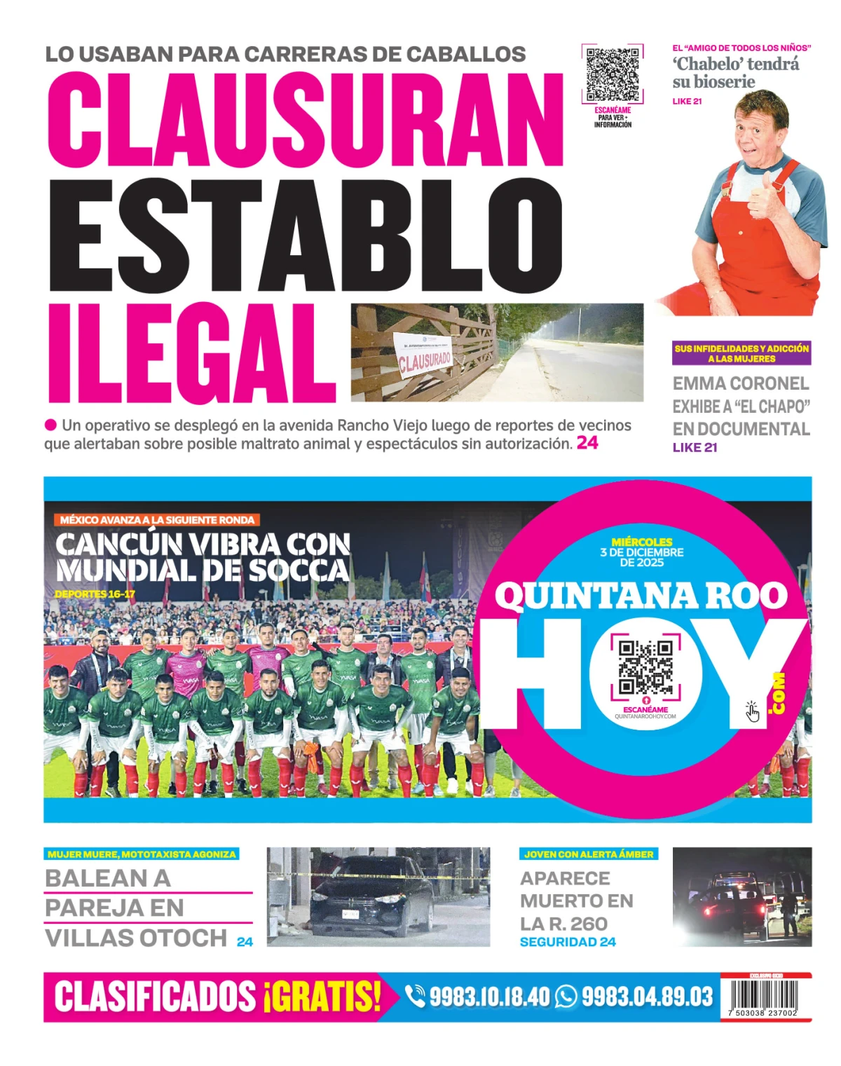 Portada de Quintana Roo Hoy (contraportada)