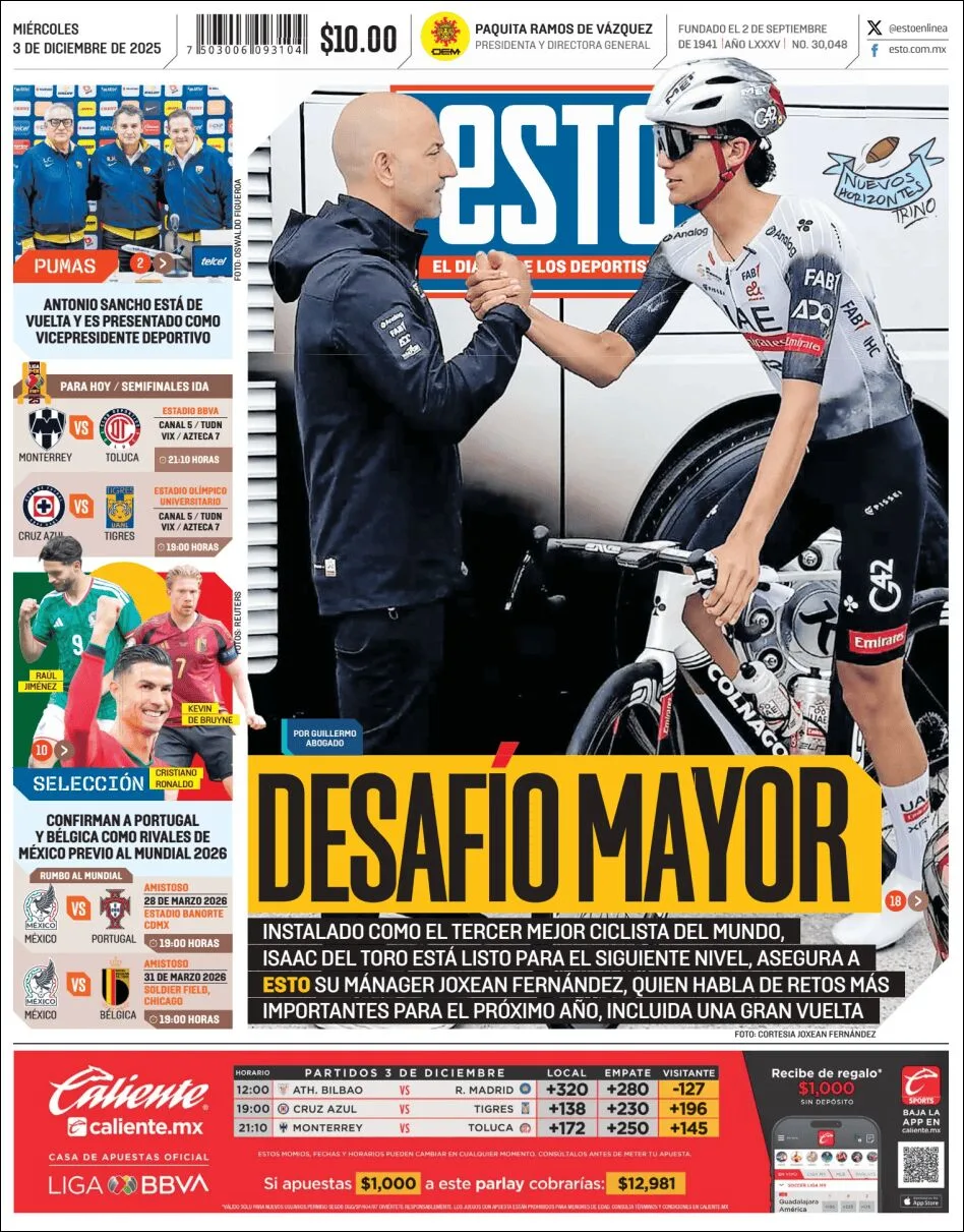 Portada de Esto del miércoles, 3 de diciembre de 2025