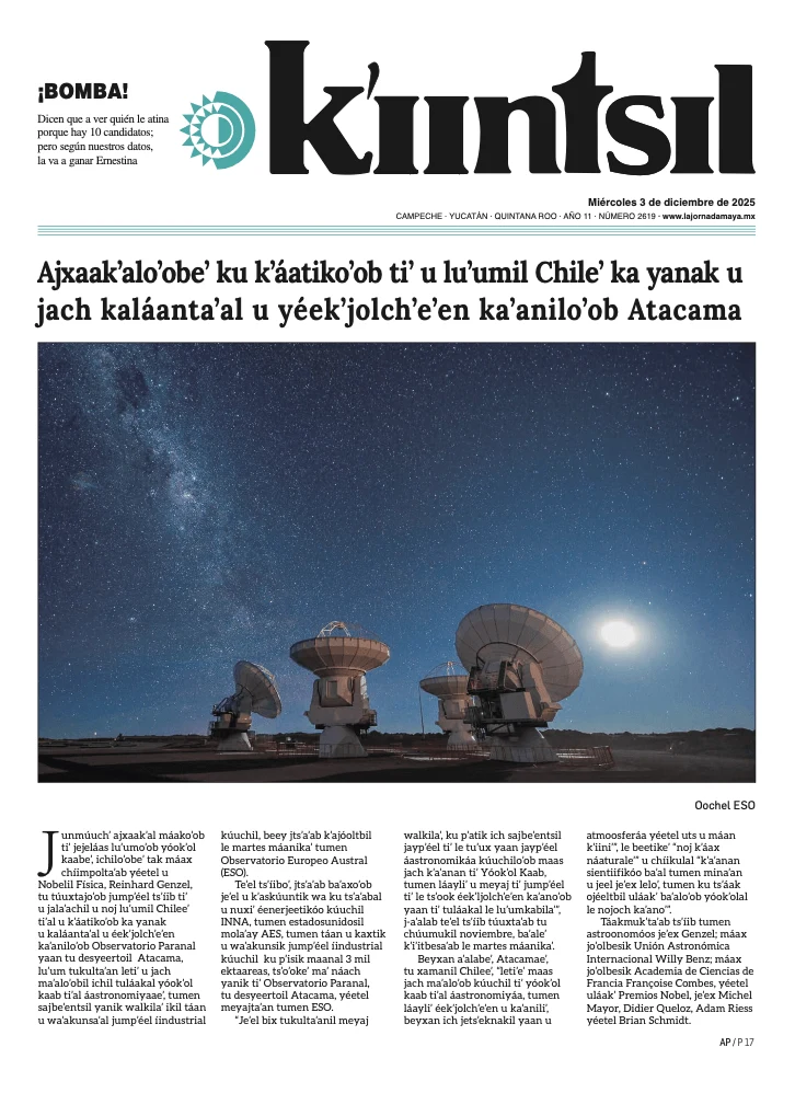 Portada de La Jornada - Kiintsil del miércoles, 3 de diciembre de 2025