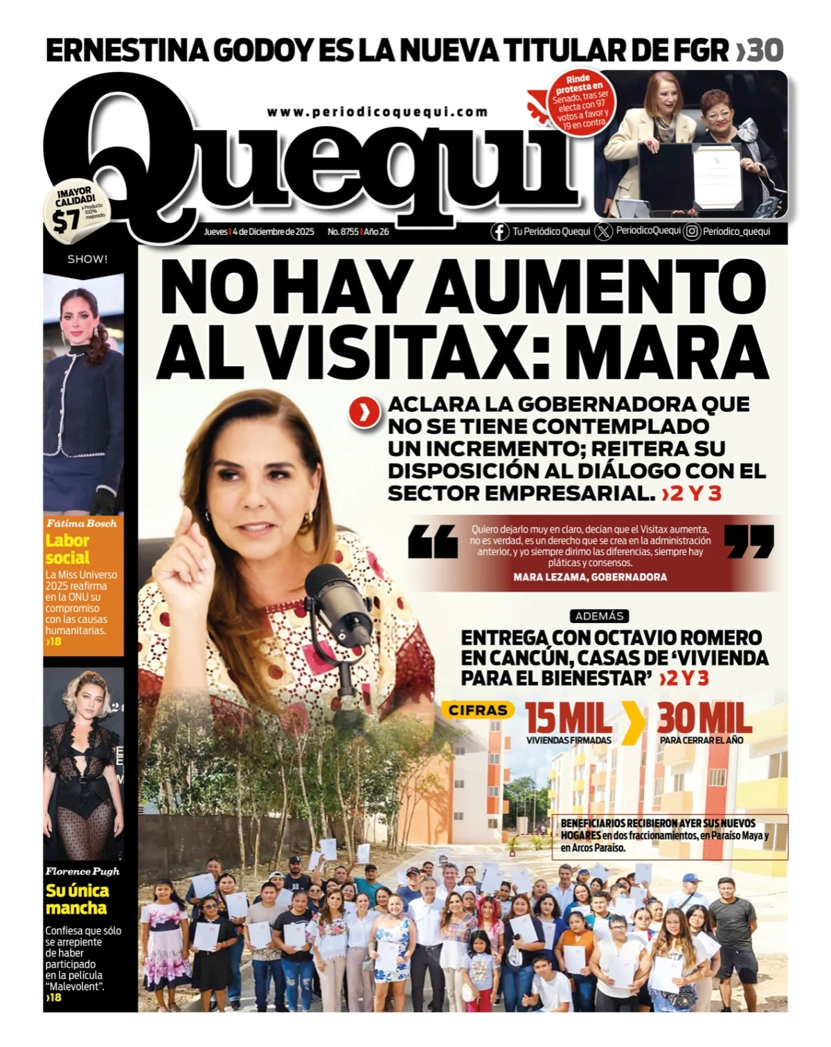 Portada de Quequi del jueves, 4 de diciembre de 2025