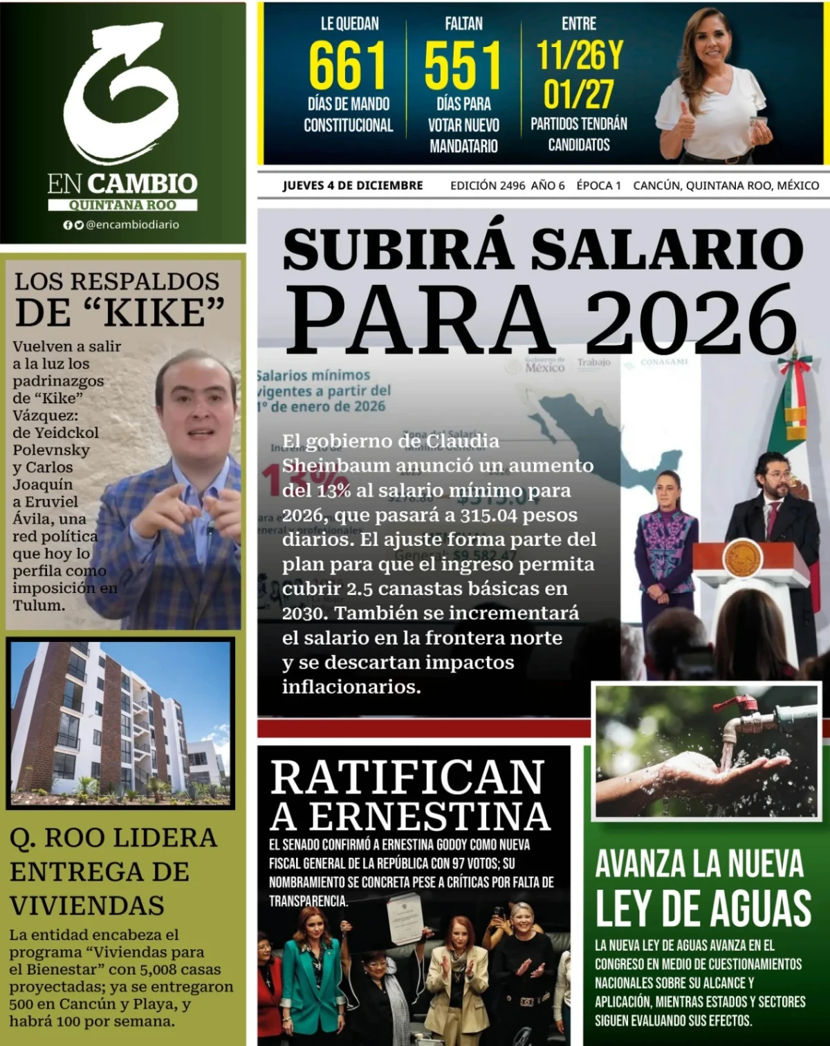 Portada de En Cambio - Quintana Roo (portada) del jueves, 4 de diciembre de 2025