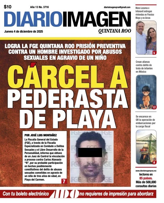 Portada de Diario Imagen Quintana Roo del jueves, 4 de diciembre de 2025