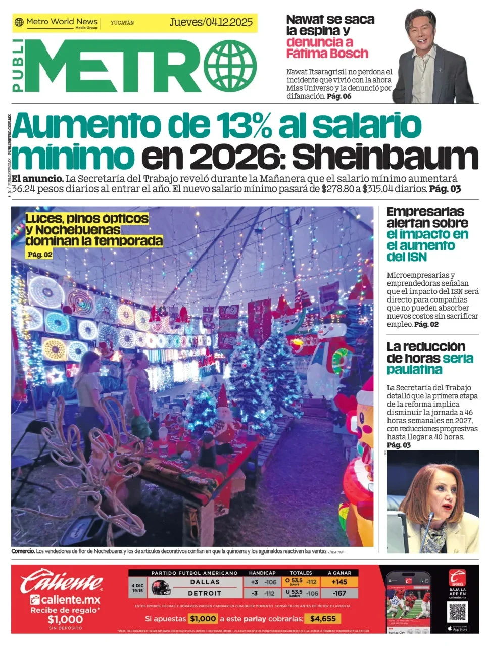 Portada de Publimetro Merida del jueves, 4 de diciembre de 2025