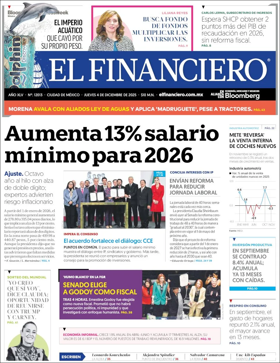 Portada de El Financiero del jueves, 4 de diciembre de 2025