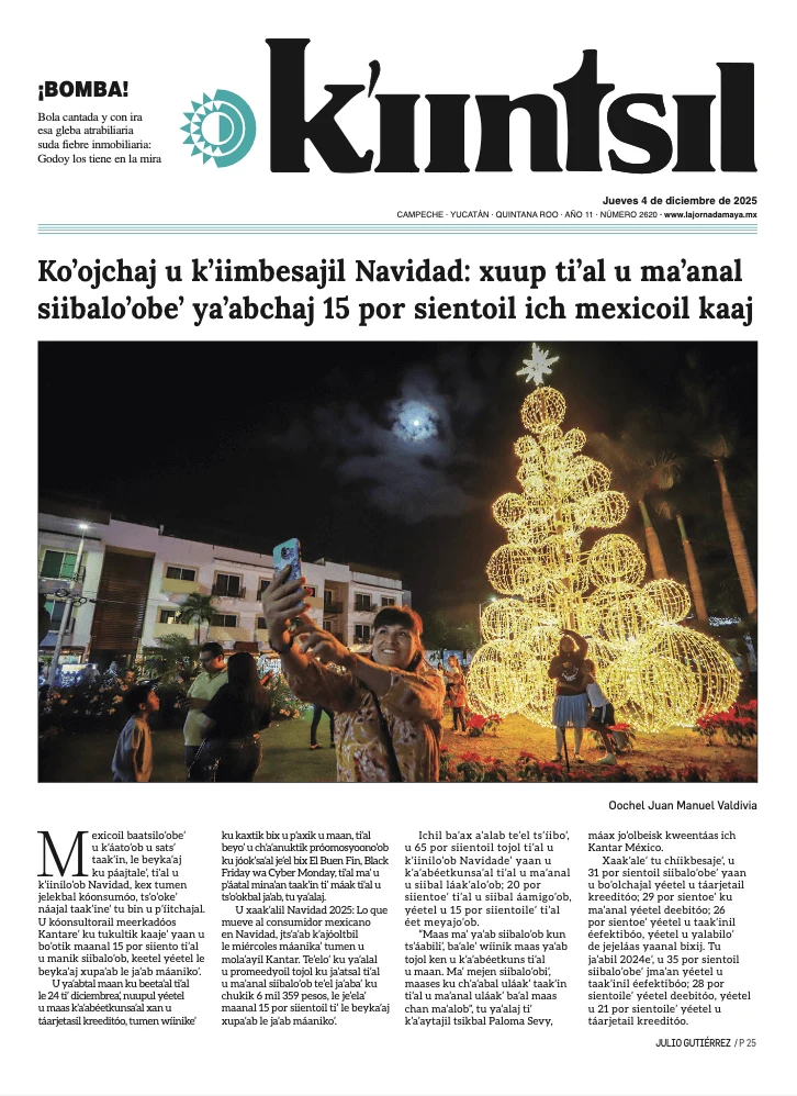 Portada de La Jornada - Kiintsil del jueves, 4 de diciembre de 2025