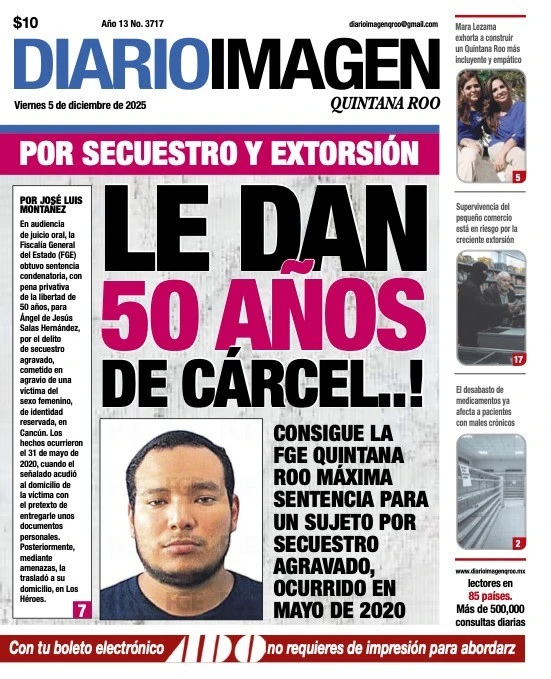 Portada de Diario Imagen Quintana Roo del viernes, 5 de diciembre de 2025