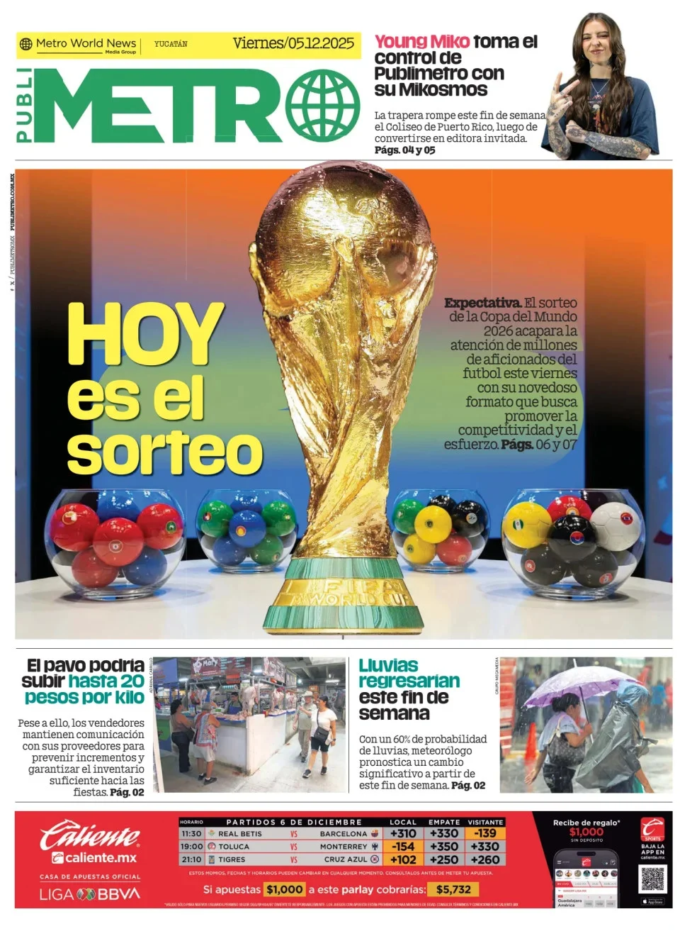 Portada de Publimetro Merida del viernes, 5 de diciembre de 2025