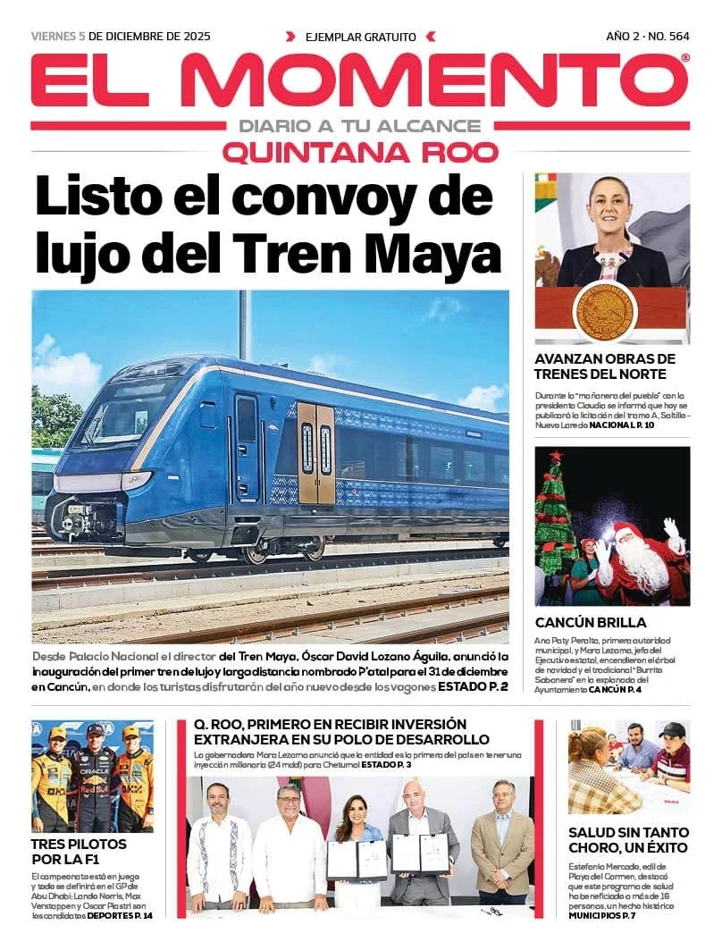 Portada de El Momento Quintana Roo del viernes, 5 de diciembre de 2025