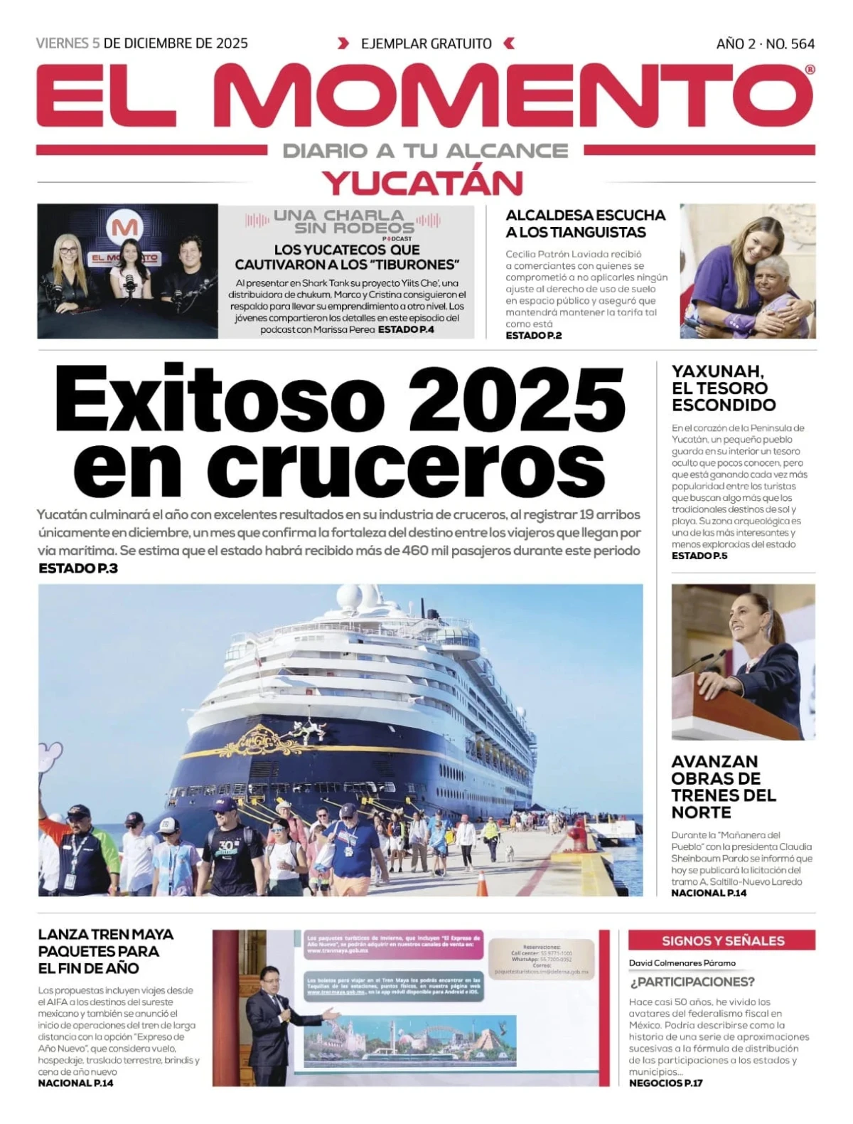 Portada de El Momento Yucatan del viernes, 5 de diciembre de 2025