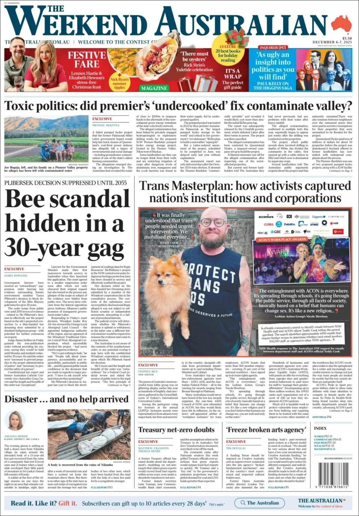 Portada de The Australian del sábado, 6 de diciembre de 2025