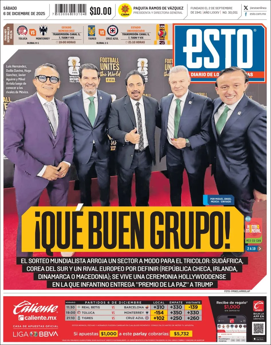 Portada de Esto del sábado, 6 de diciembre de 2025