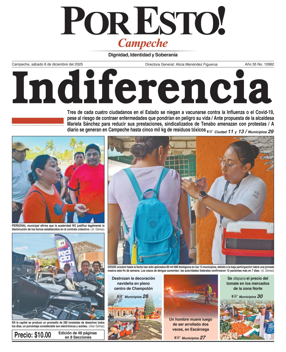 Portada de Por Esto (campeche) del sábado, 6 de diciembre de 2025