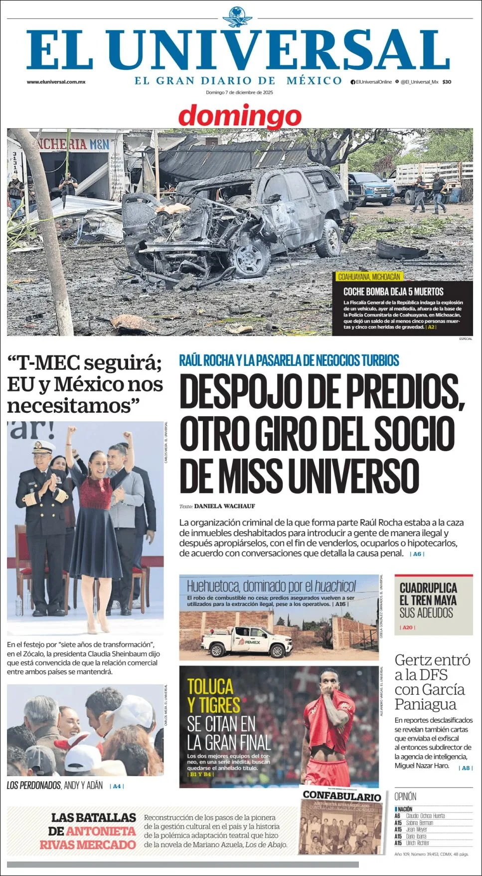 Portada de El Universal