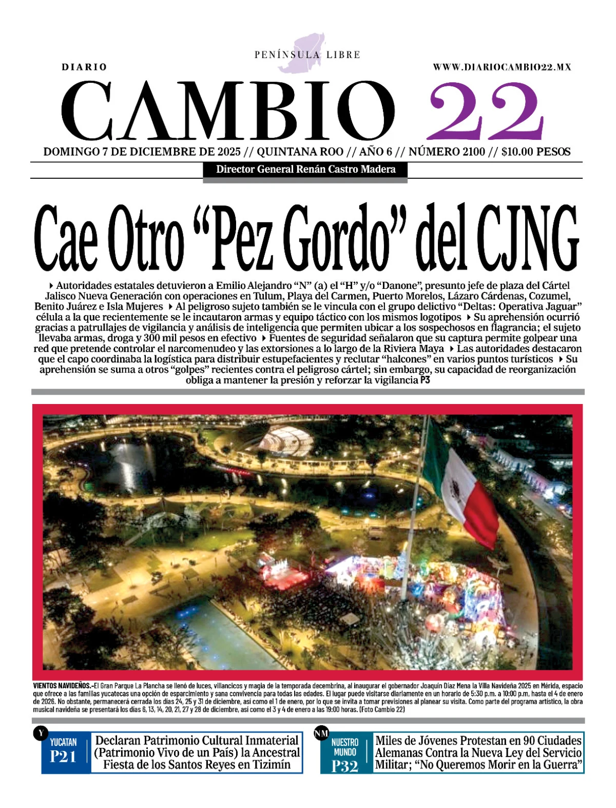 Portada de Diario Cambio 22 (contraportada)