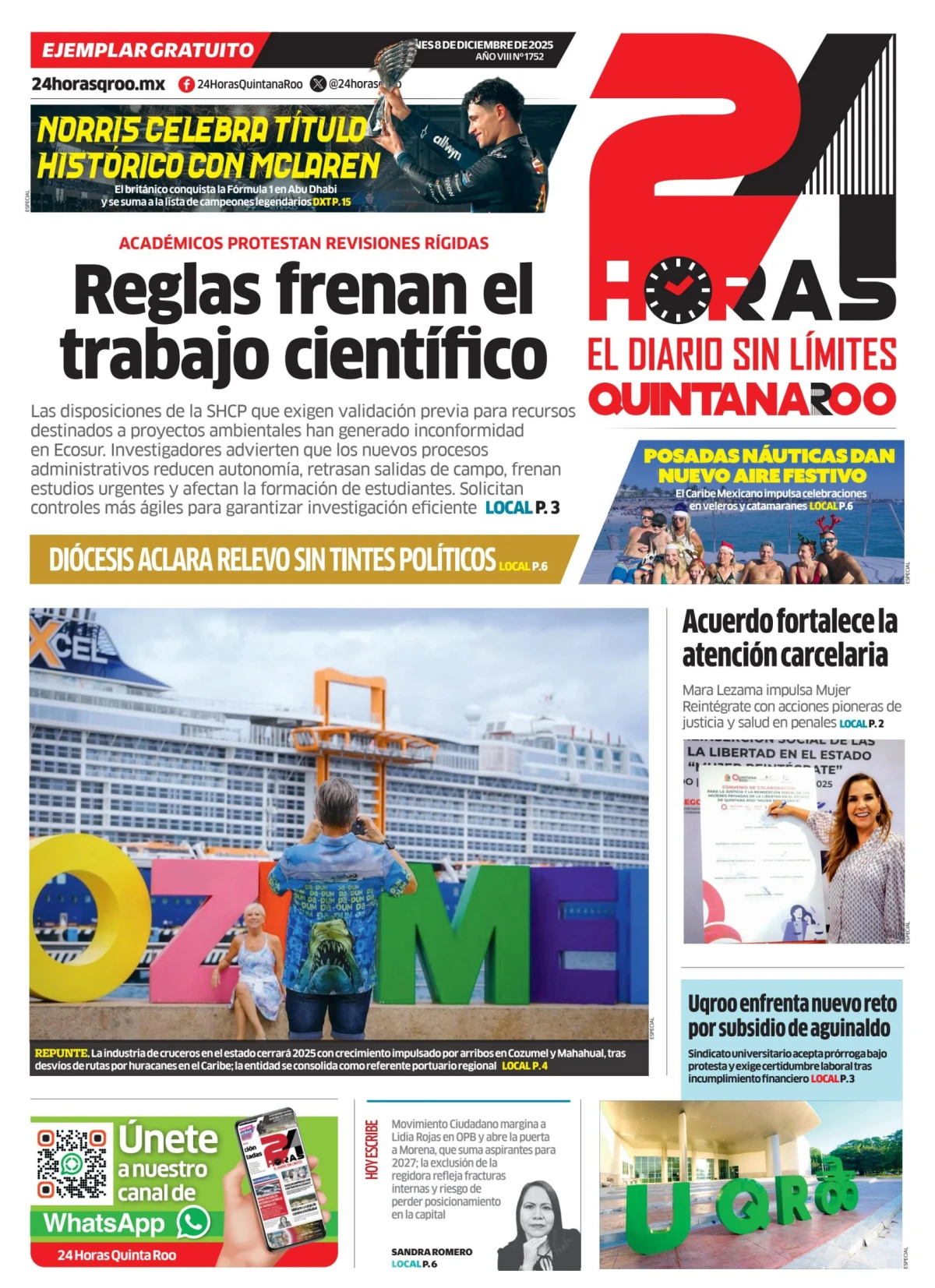 Portada de 24 Horas Quintana Roo