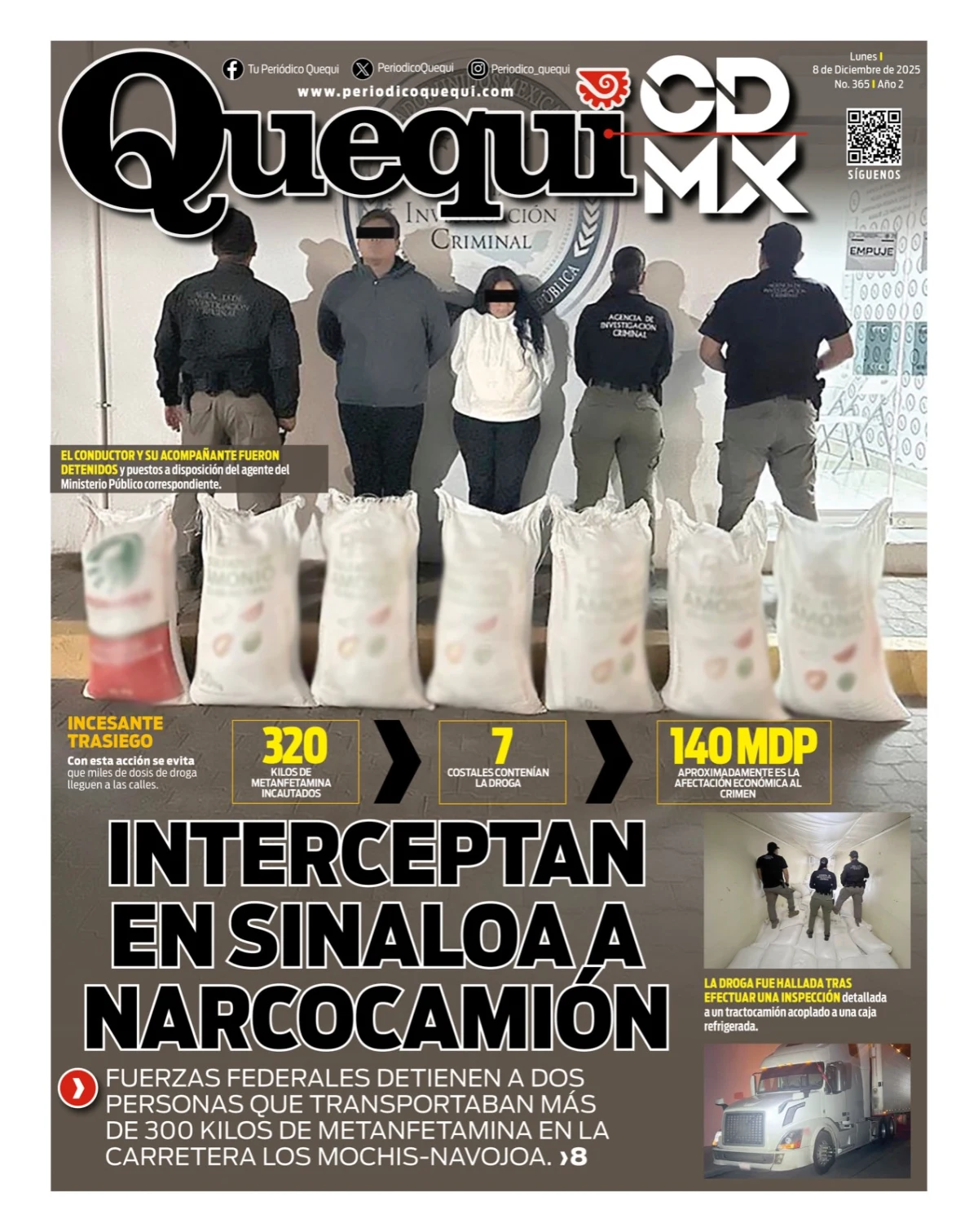 Portada de Quequi CDMX del lunes, 8 de diciembre de 2025
