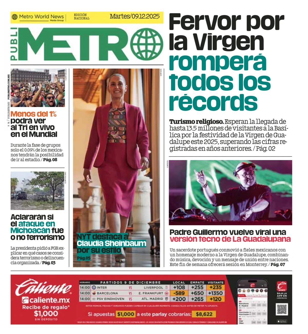 Portada de Publimetro Monterrey del 2025-12-09
