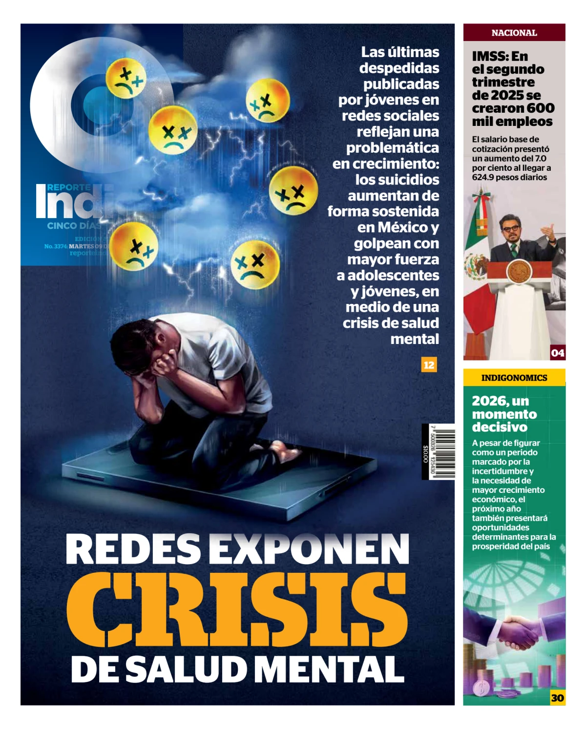 Portada de Reporte Indigo Nacional del martes, 9 de diciembre de 2025