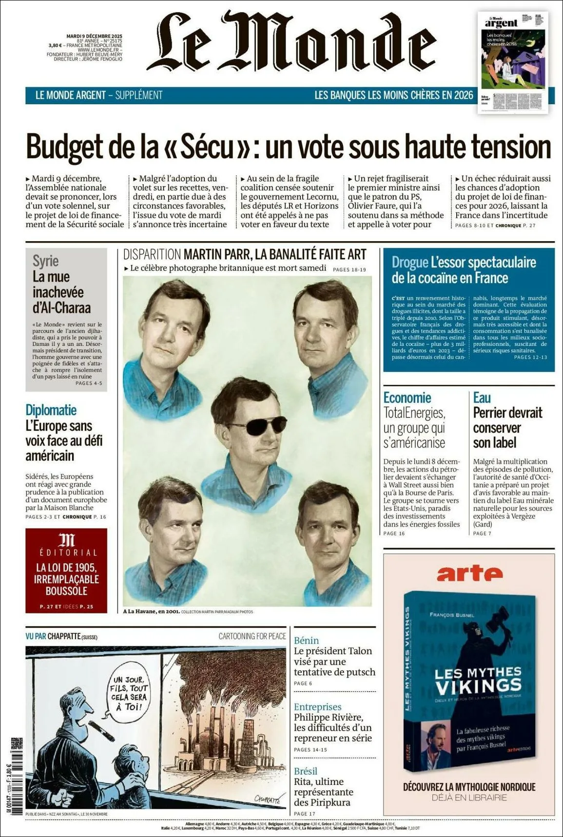 Portada de Le Monde del martes, 9 de diciembre de 2025