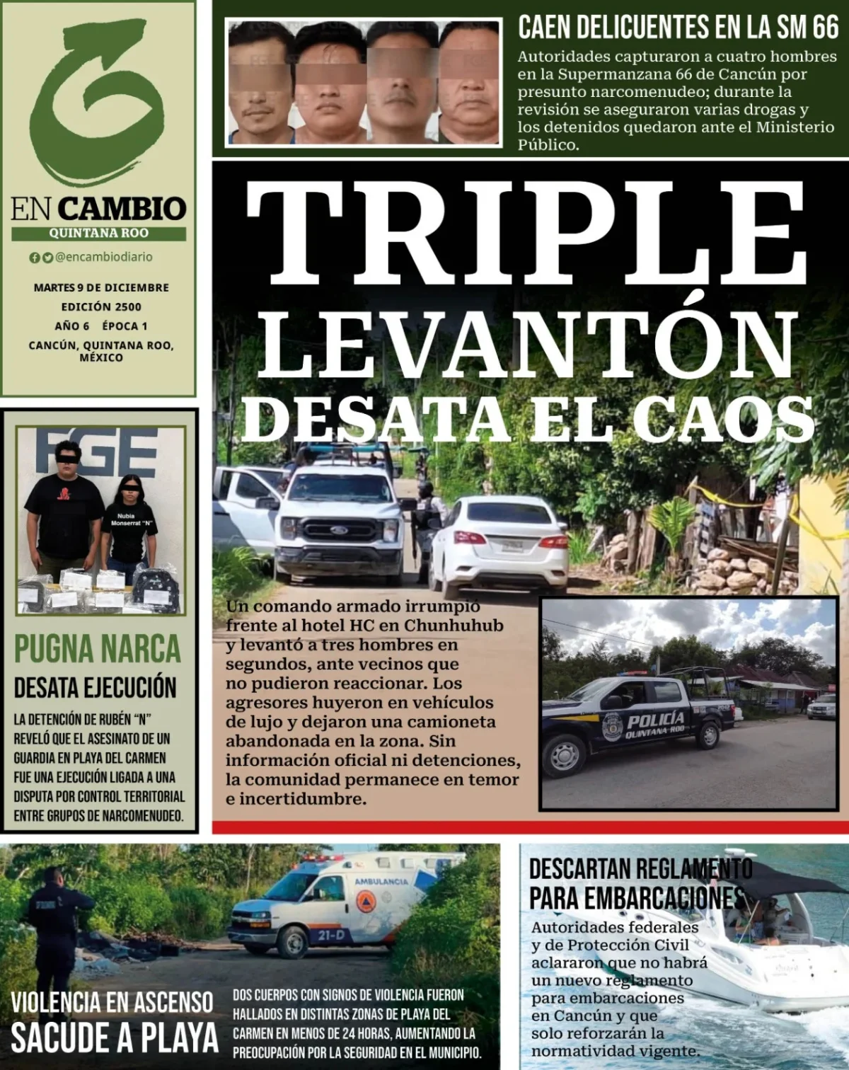 Portada de En Cambio - Quintana Roo (contraportada) del martes, 9 de diciembre de 2025