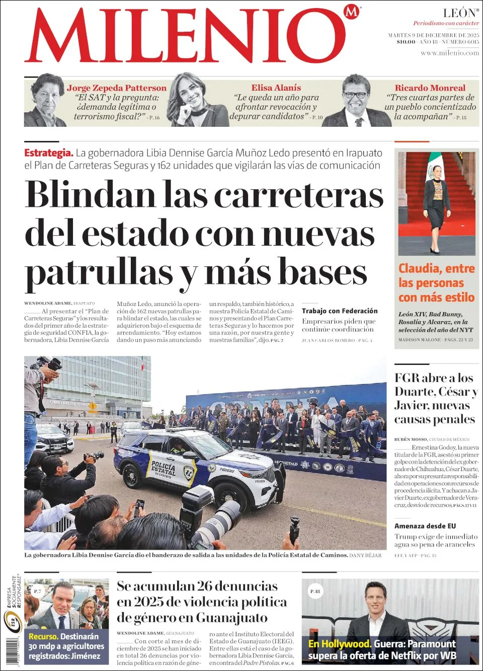 Portada de Milenio Leon del martes, 9 de diciembre de 2025