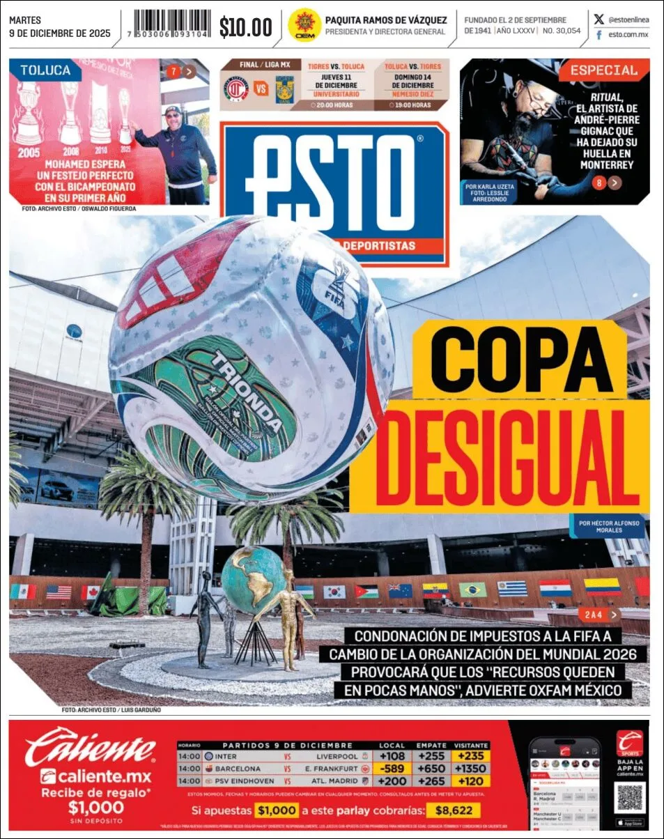 Portada de Esto del martes, 9 de diciembre de 2025