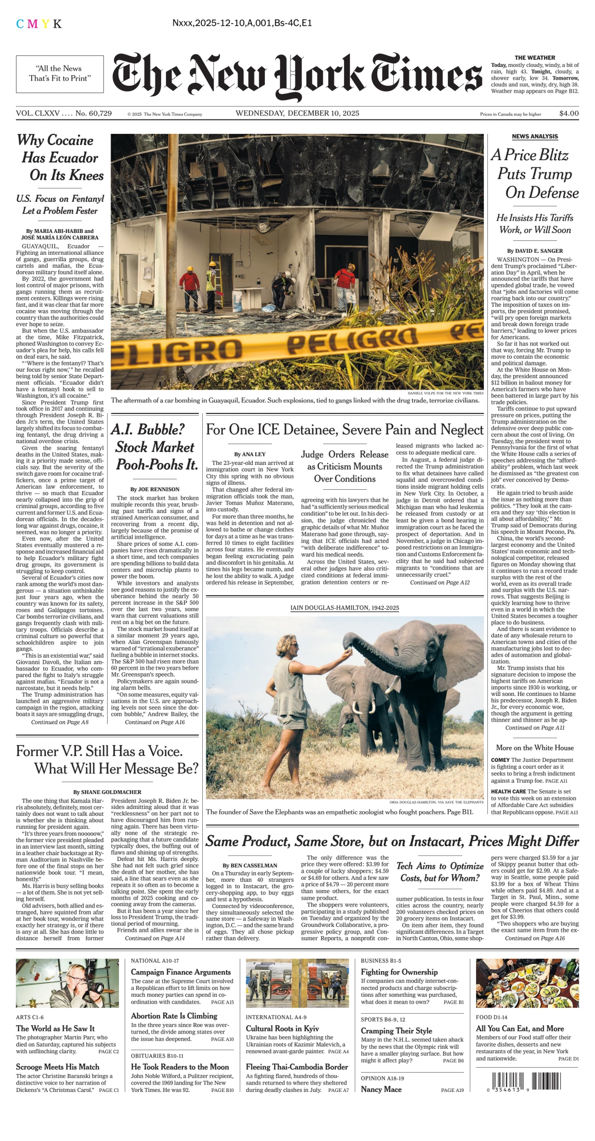 Portada de The New York Times (new York) del miércoles, 10 de diciembre de 2025