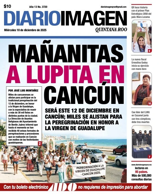Portada de Diario Imagen Quintana Roo del miércoles, 10 de diciembre de 2025