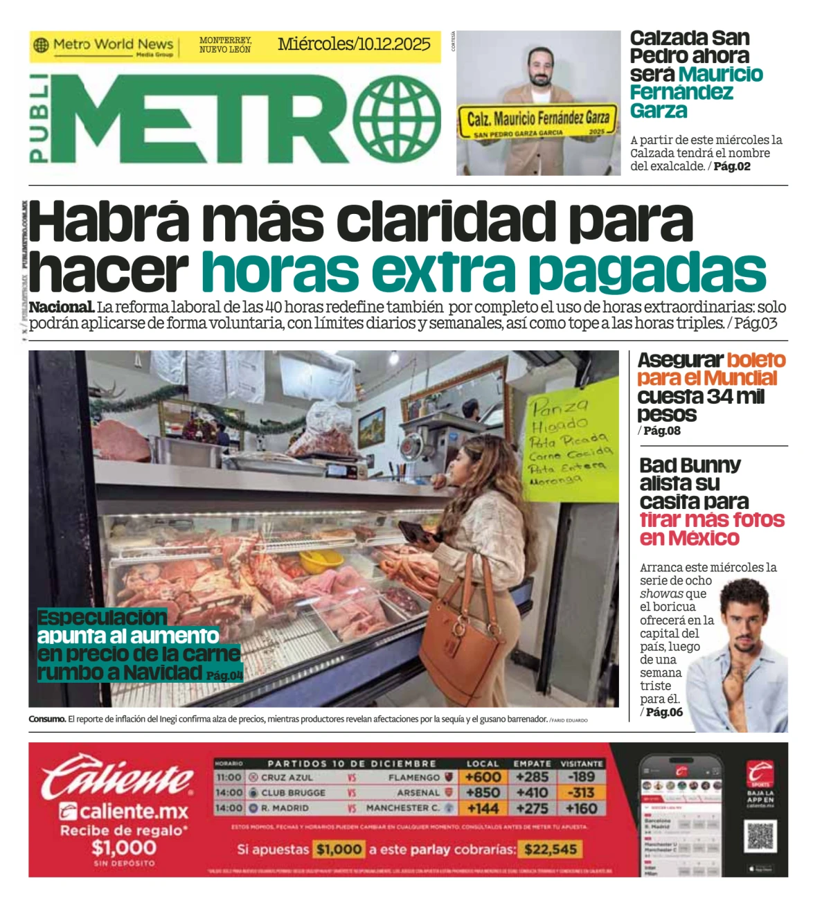 Portada de Publimetro Monterrey del 2025-12-10