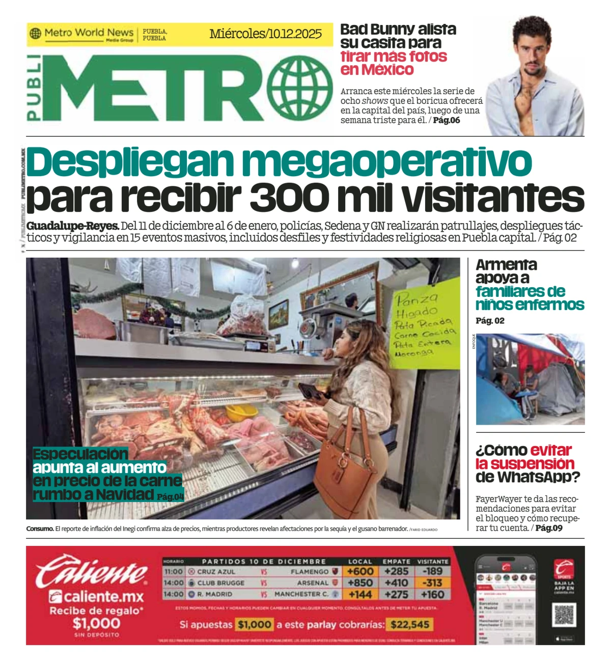Portada de Publimetro Puebla del 2025-12-10