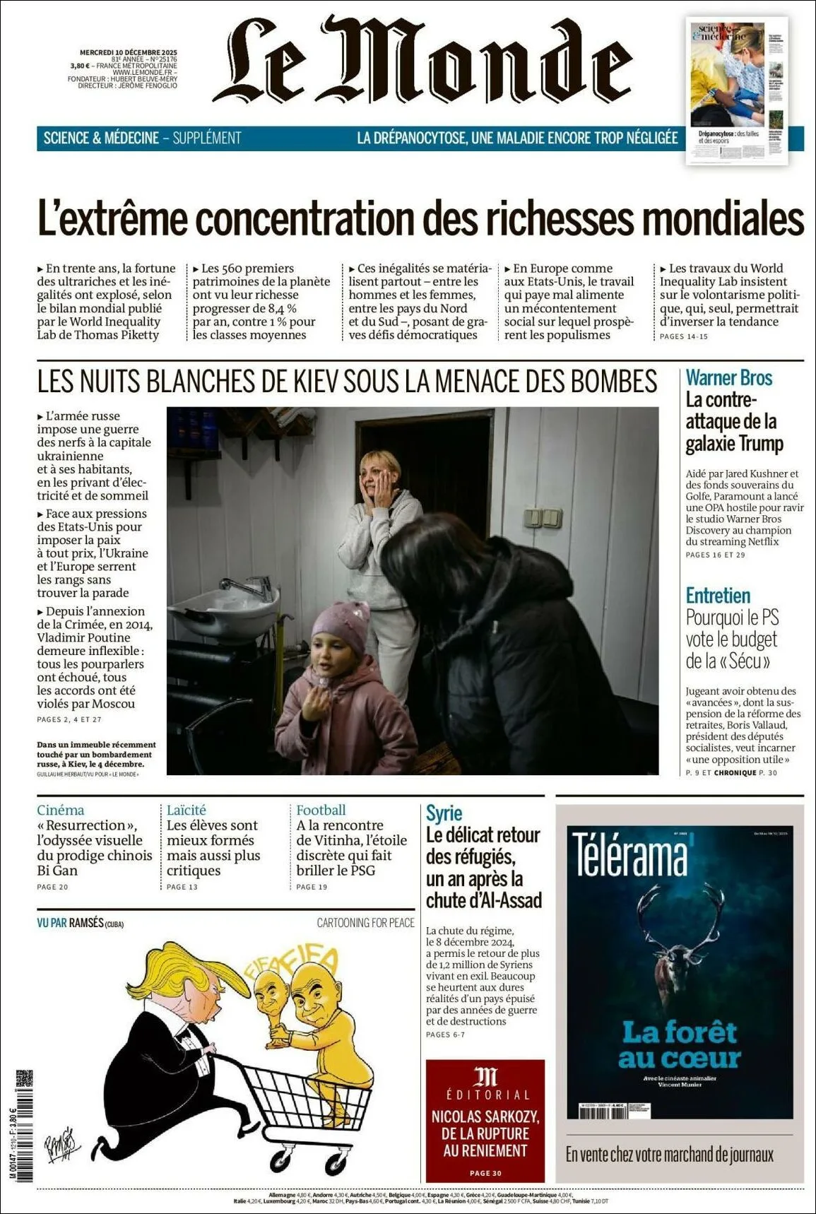 Portada de Le Monde del miércoles, 10 de diciembre de 2025