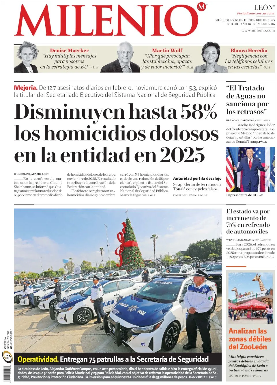 Portada de Milenio Leon del miércoles, 10 de diciembre de 2025