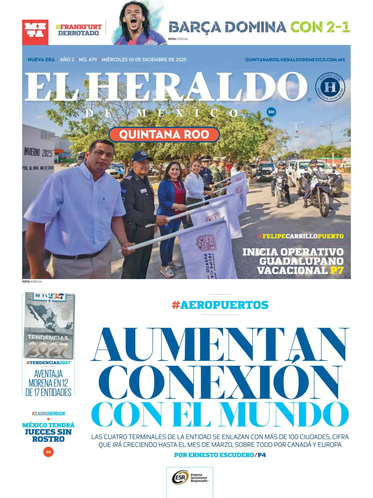 Portada de El Heraldo de Mexico - Quintana Roo