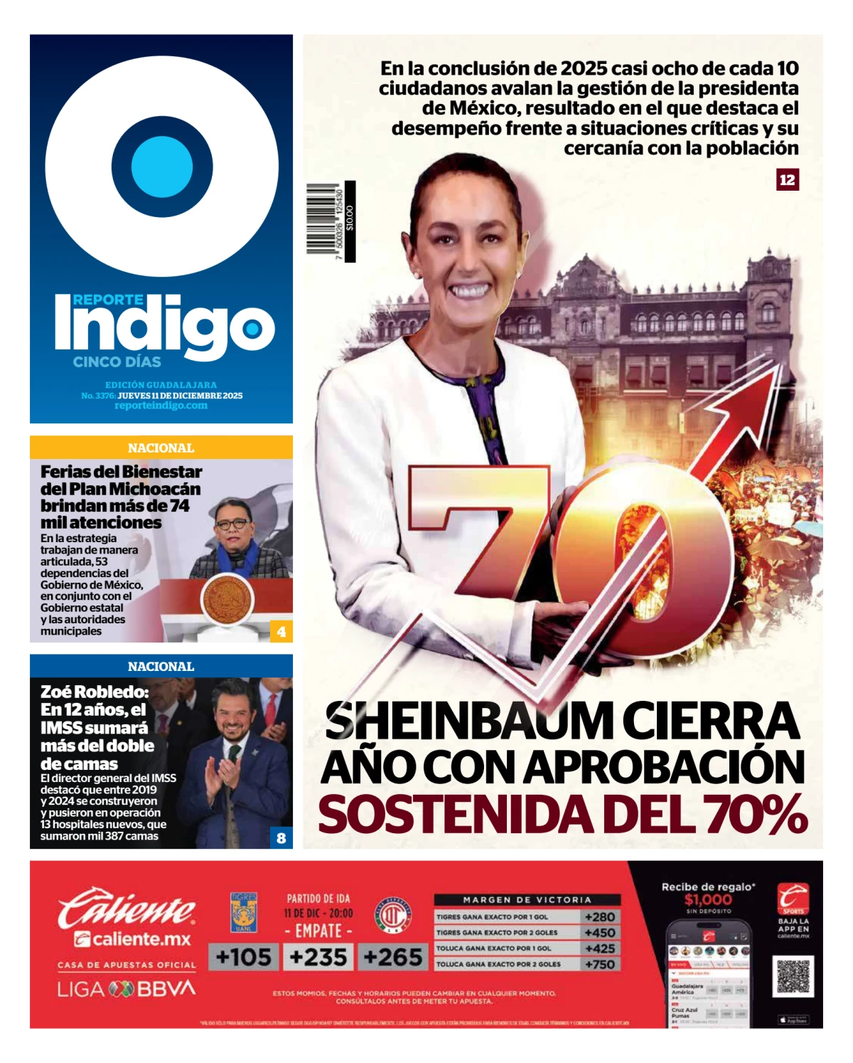 Portada de Reporte Indigo Guadalajara del jueves, 11 de diciembre de 2025