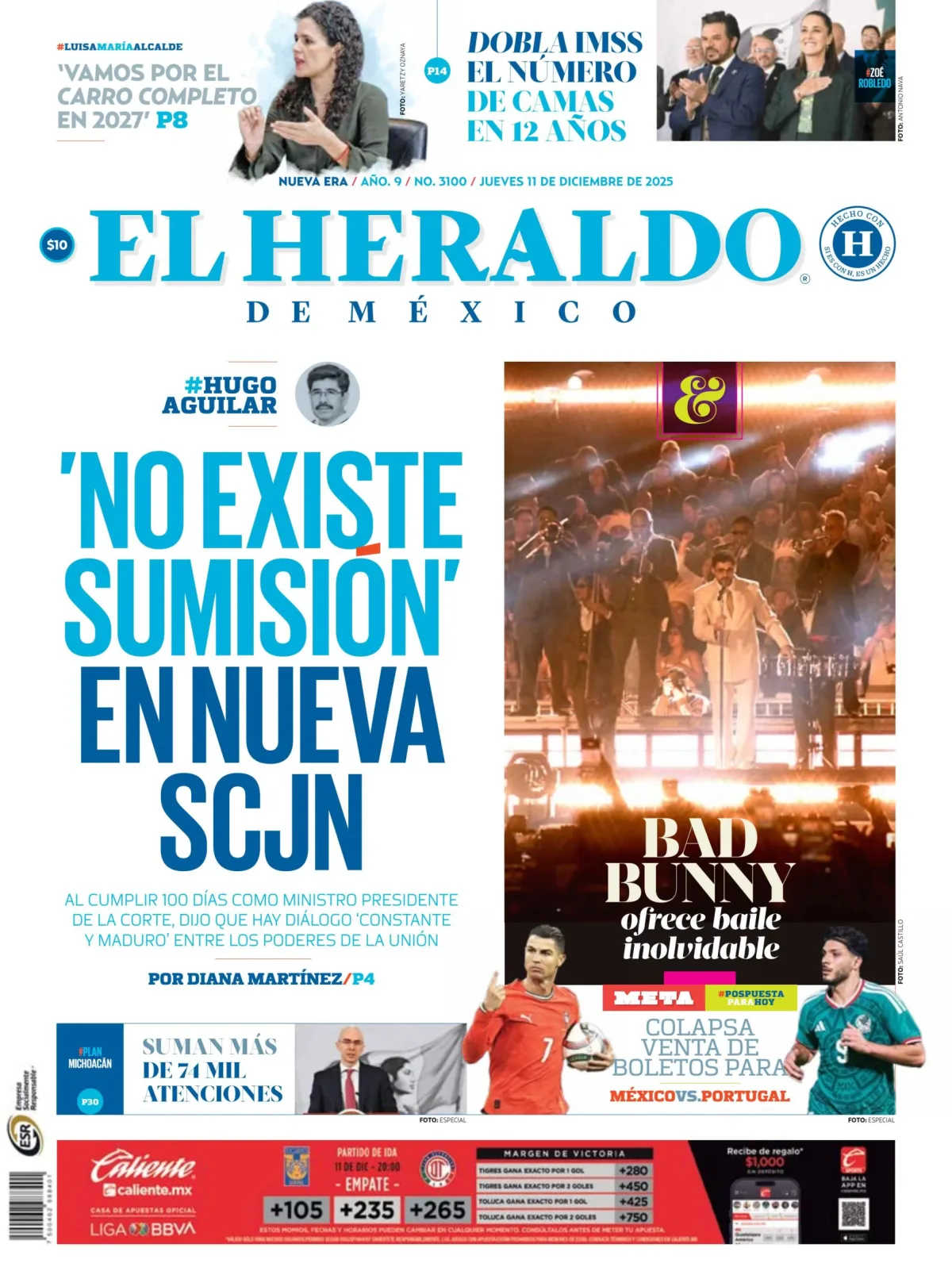Portada de El Heraldo de Mexico del jueves, 11 de diciembre de 2025