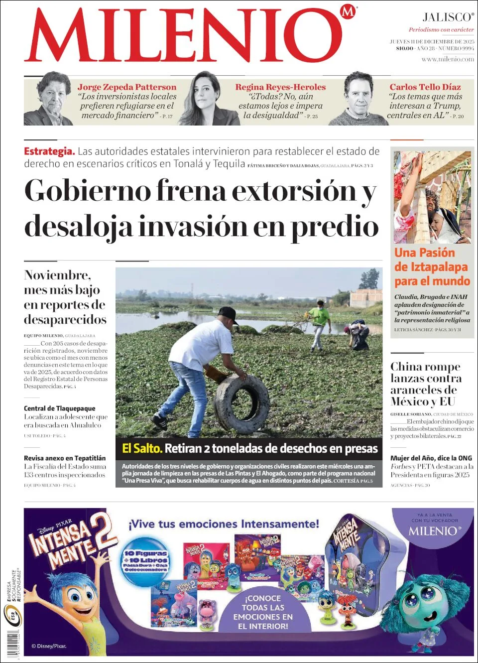 Portada de Milenio Jalisco del jueves, 11 de diciembre de 2025