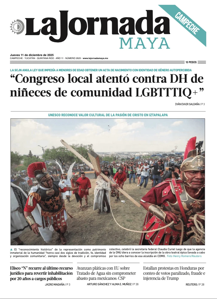 Portada de La Jornada Maya Campeche del jueves, 11 de diciembre de 2025
