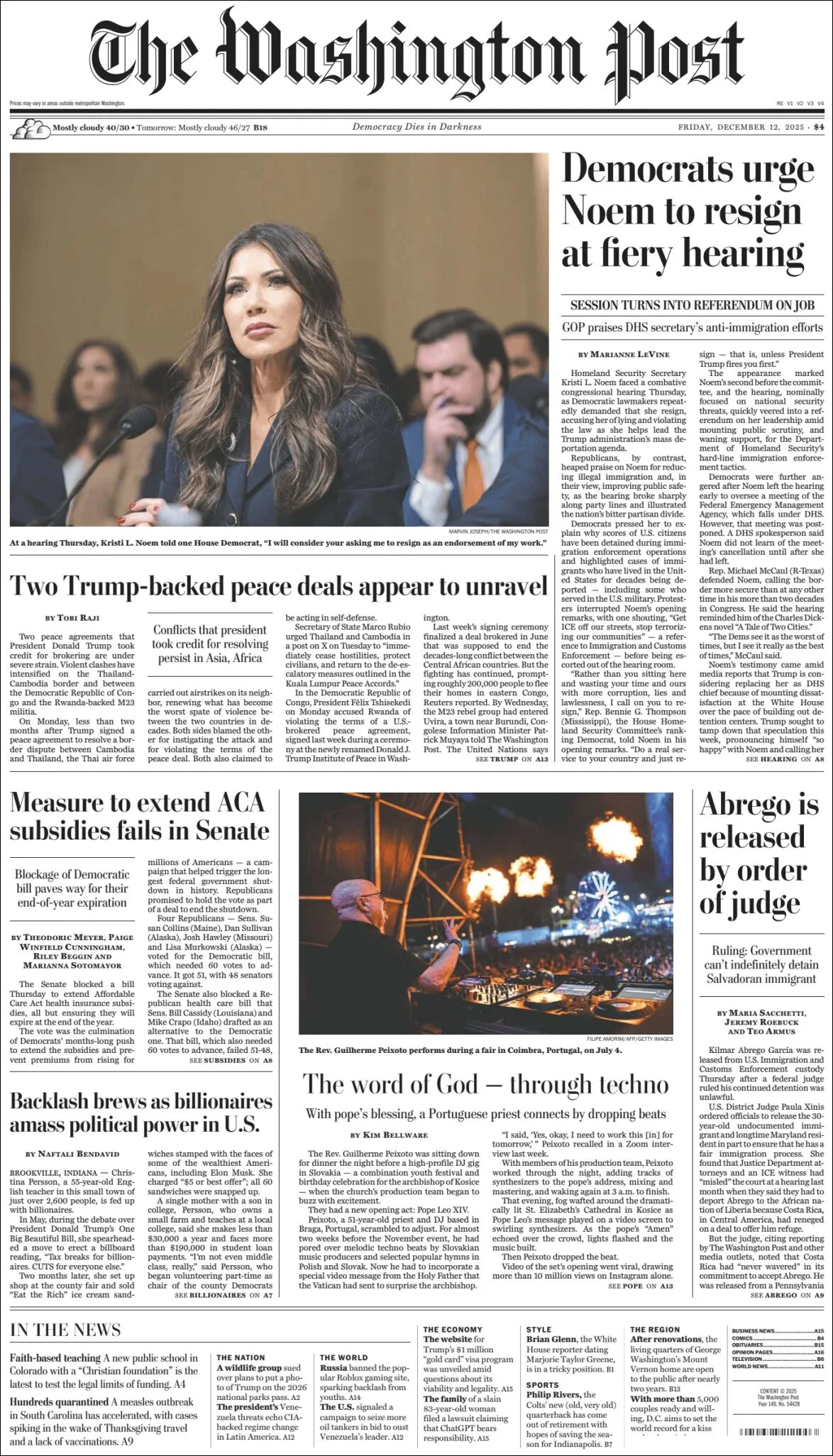 Portada de The Washington Post