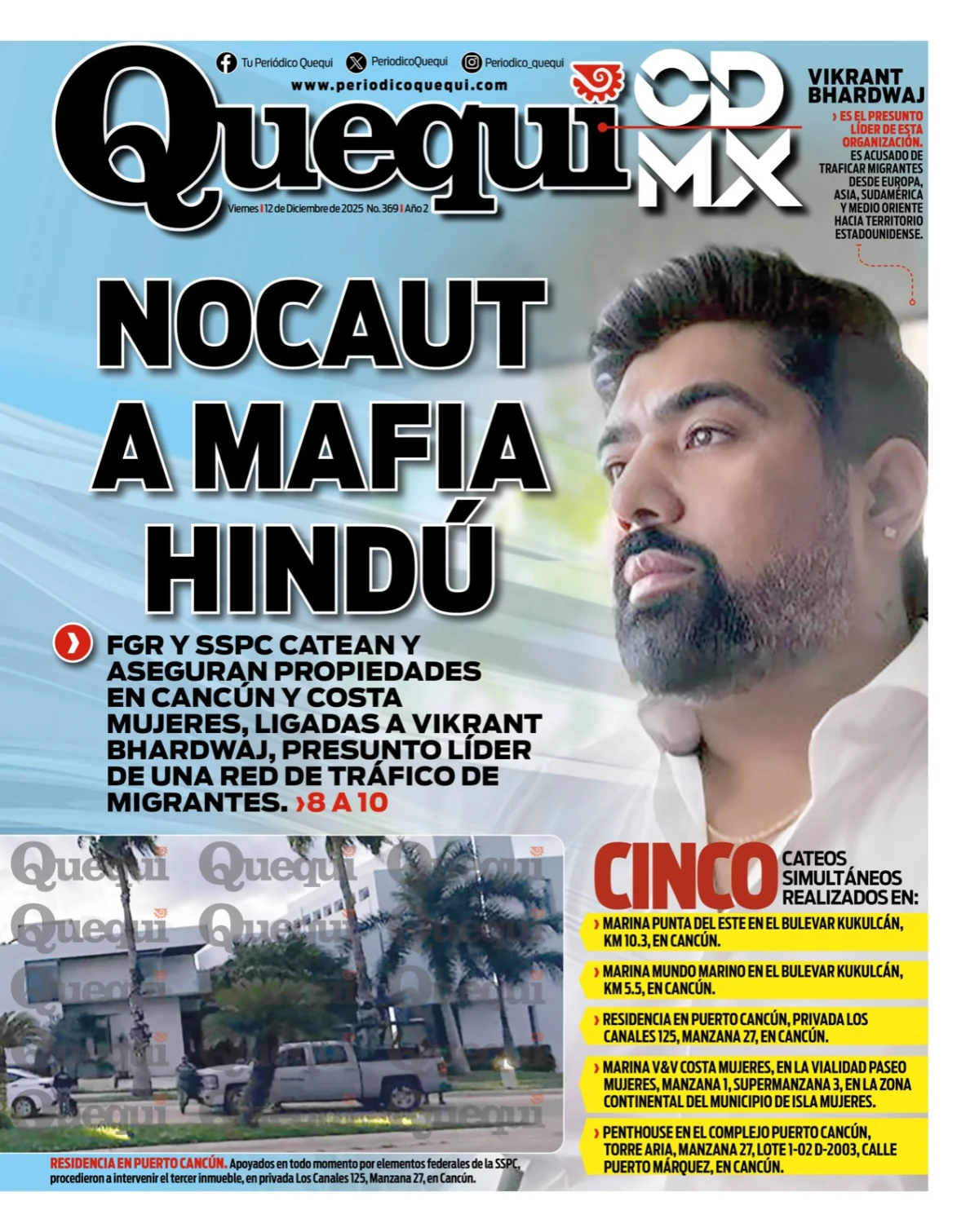 Portada de Quequi CDMX del viernes, 12 de diciembre de 2025