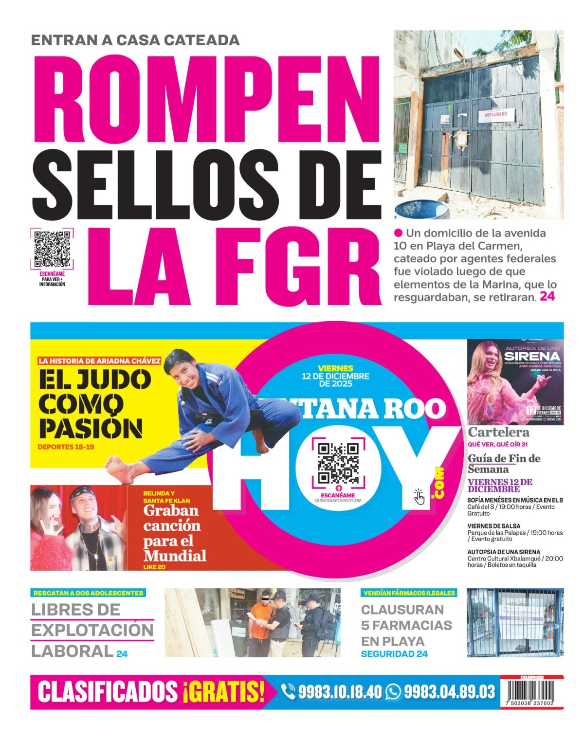 Portada de Quintana Roo Hoy (contraportada)