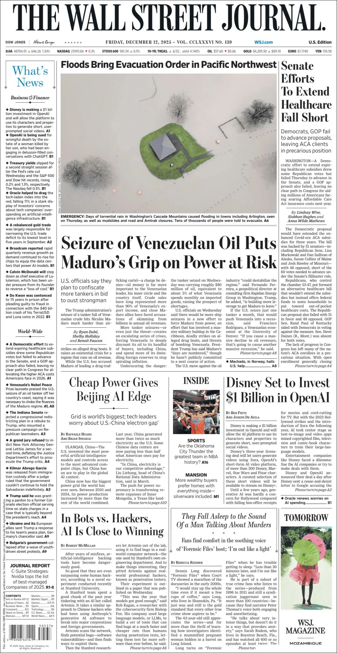 Portada de The Wall Street Journal