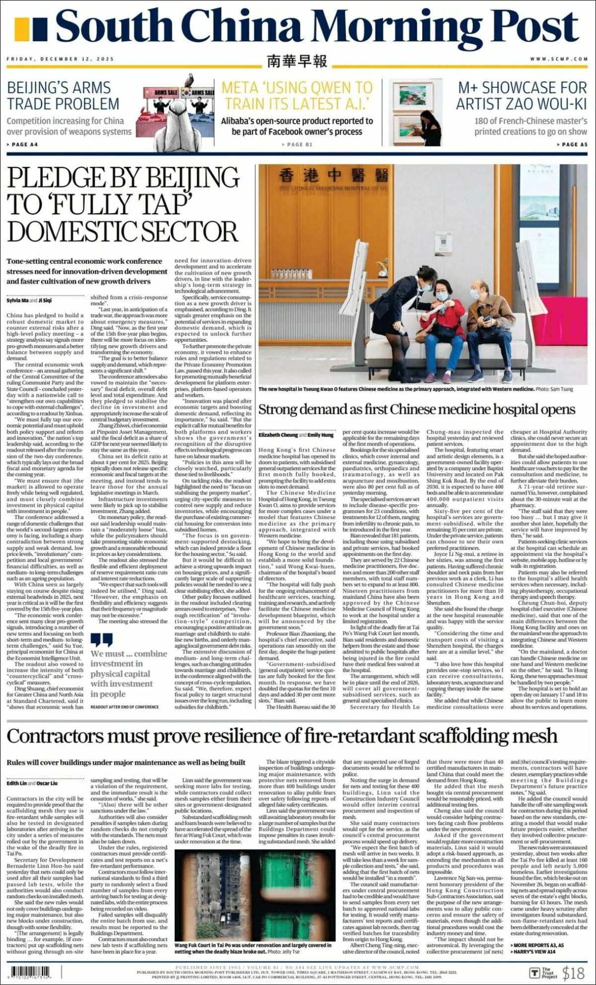 Portada de South China Morning Post