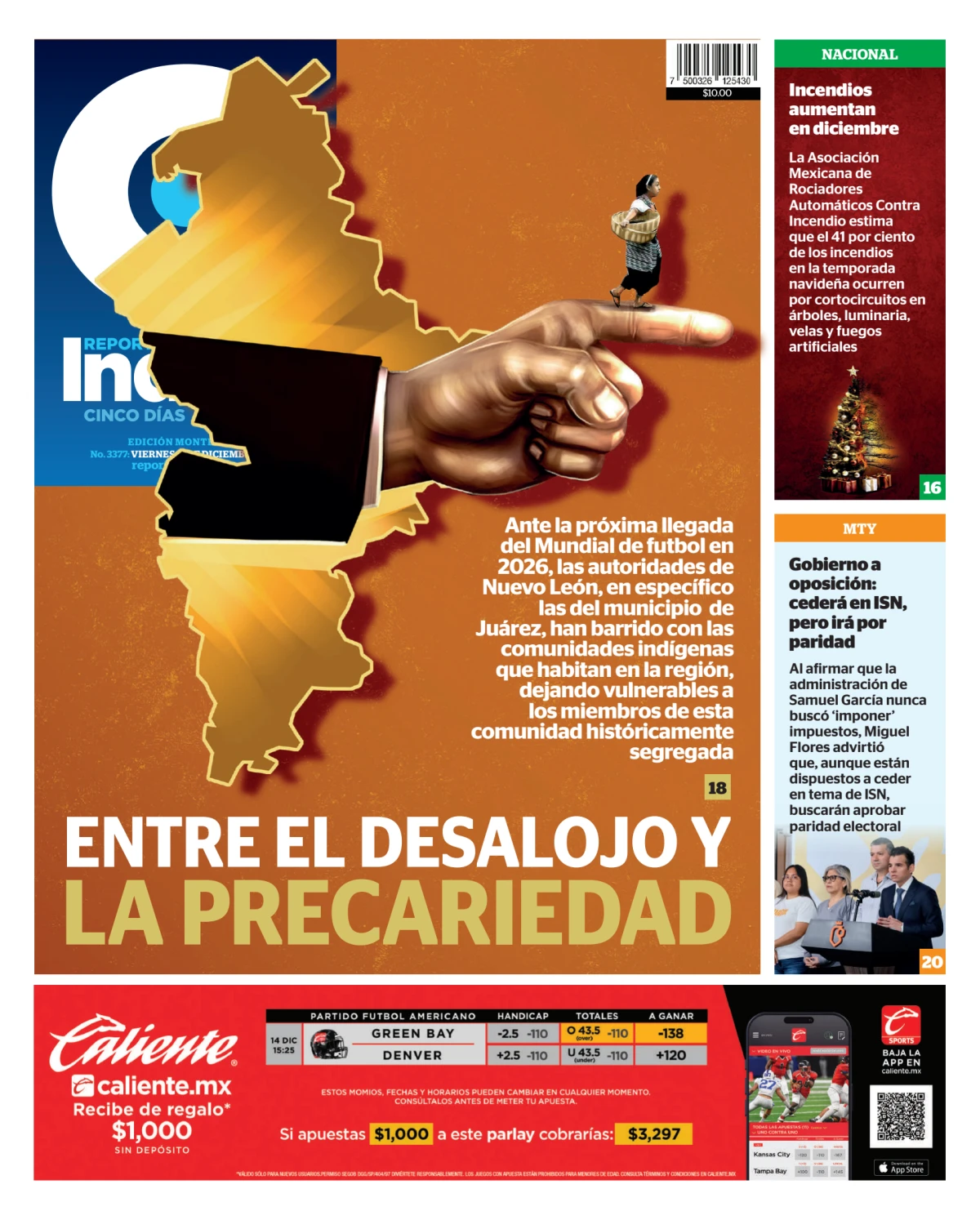 Portada de Reporte Indigo Monterrey del viernes, 12 de diciembre de 2025