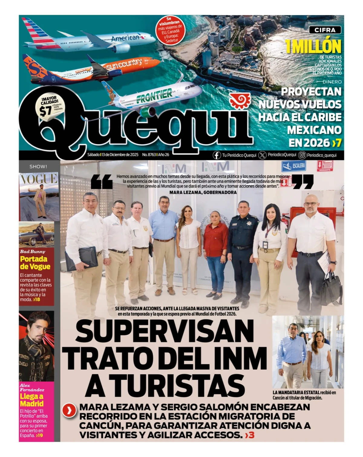 Portada de Quequi del sábado, 13 de diciembre de 2025